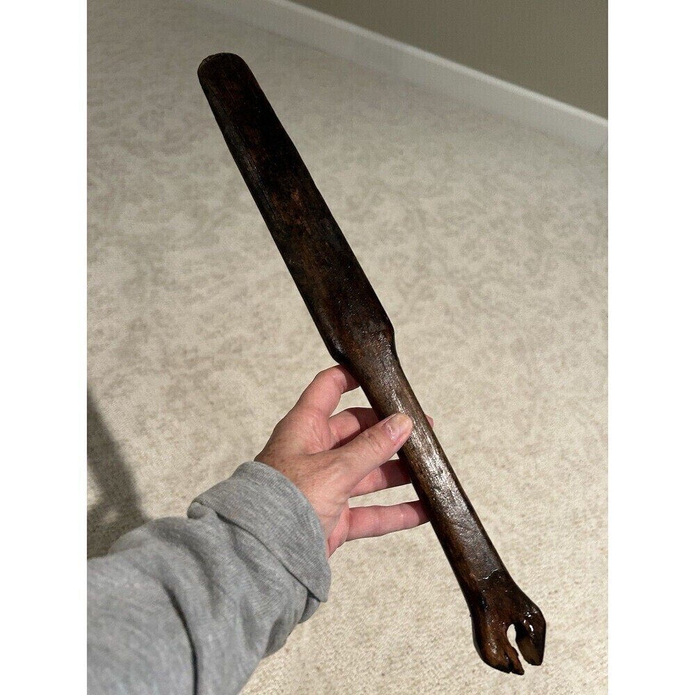 Antique Primitive Hand Carved Wooden Spatula Mixing Paddle Kitchen Tool 17”